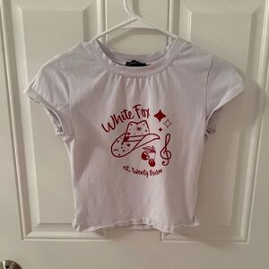 White Graphic Tee - Logo Crop Top